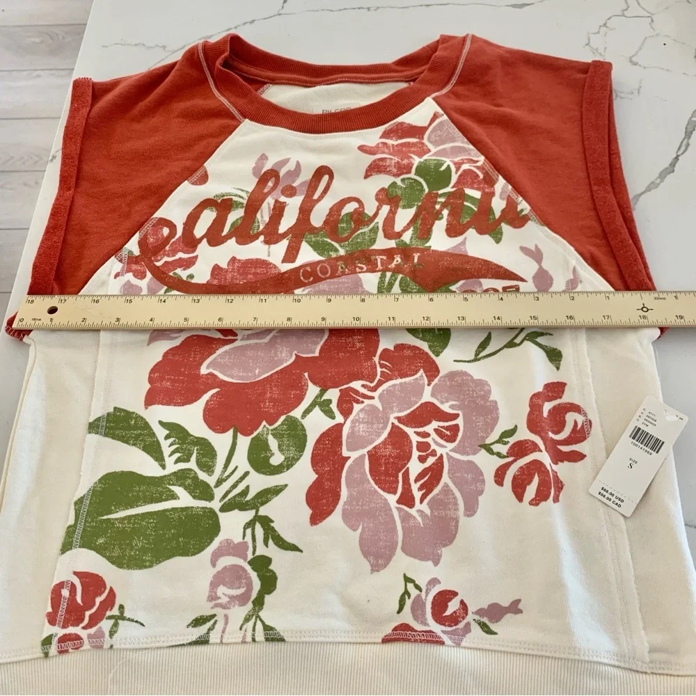 🌺 ANTHROPOLOGIE Pilcro Muscle Sweatshirt Tank in California Poppy Flower Red - Picture 9 of 15